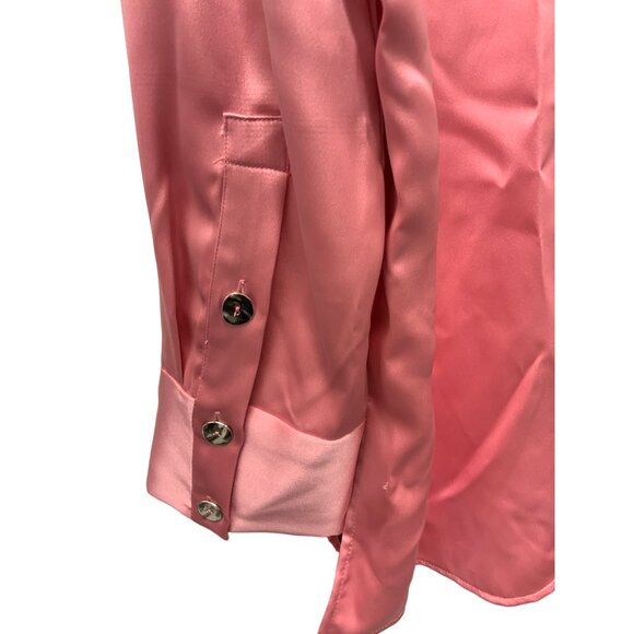 Zara Pink Buttoned Satin Effect Shirt - Picture 5 of 5